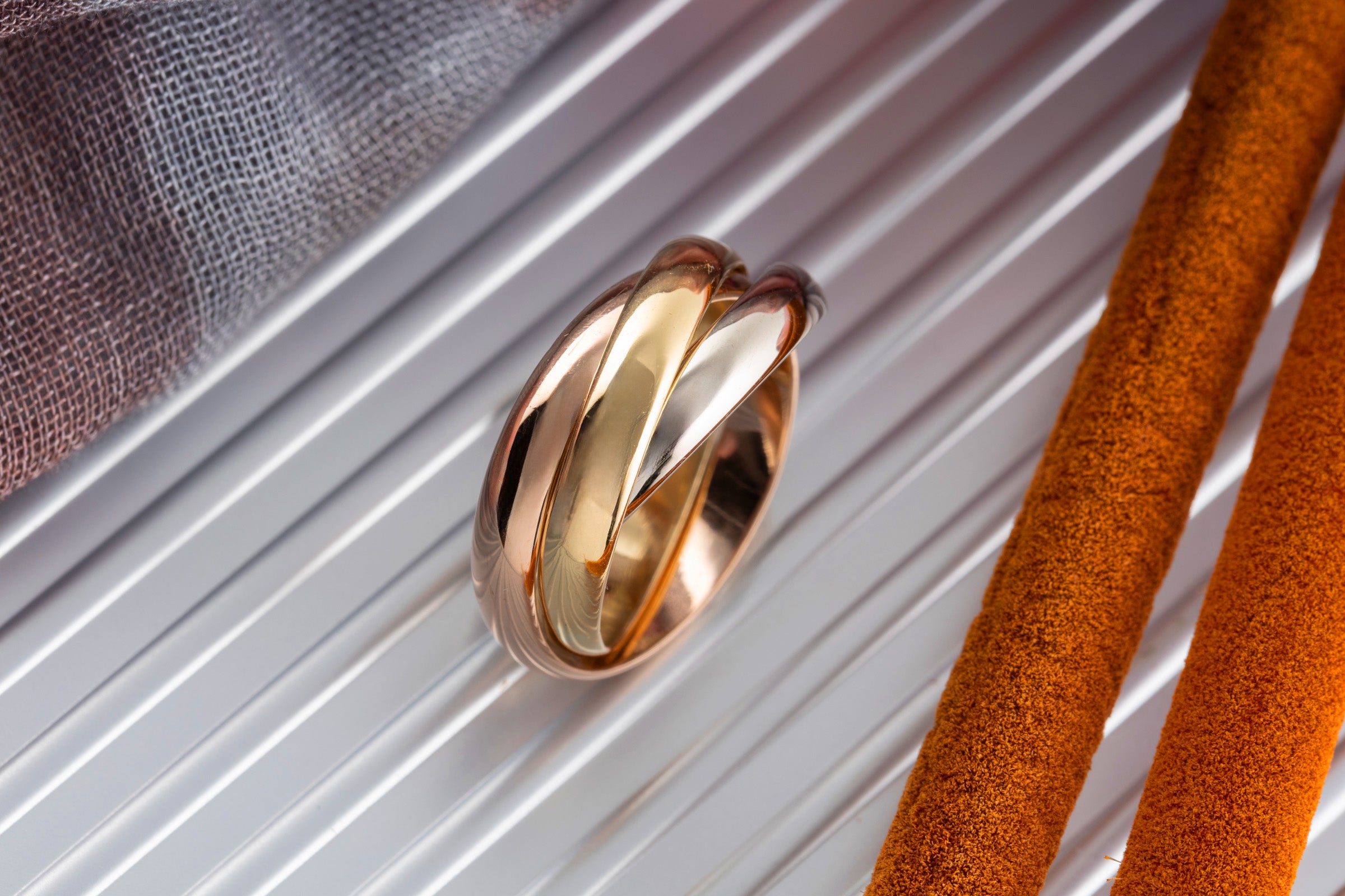 Cartier Trinty Ring 18k white gold rose gold yellow gold size 53