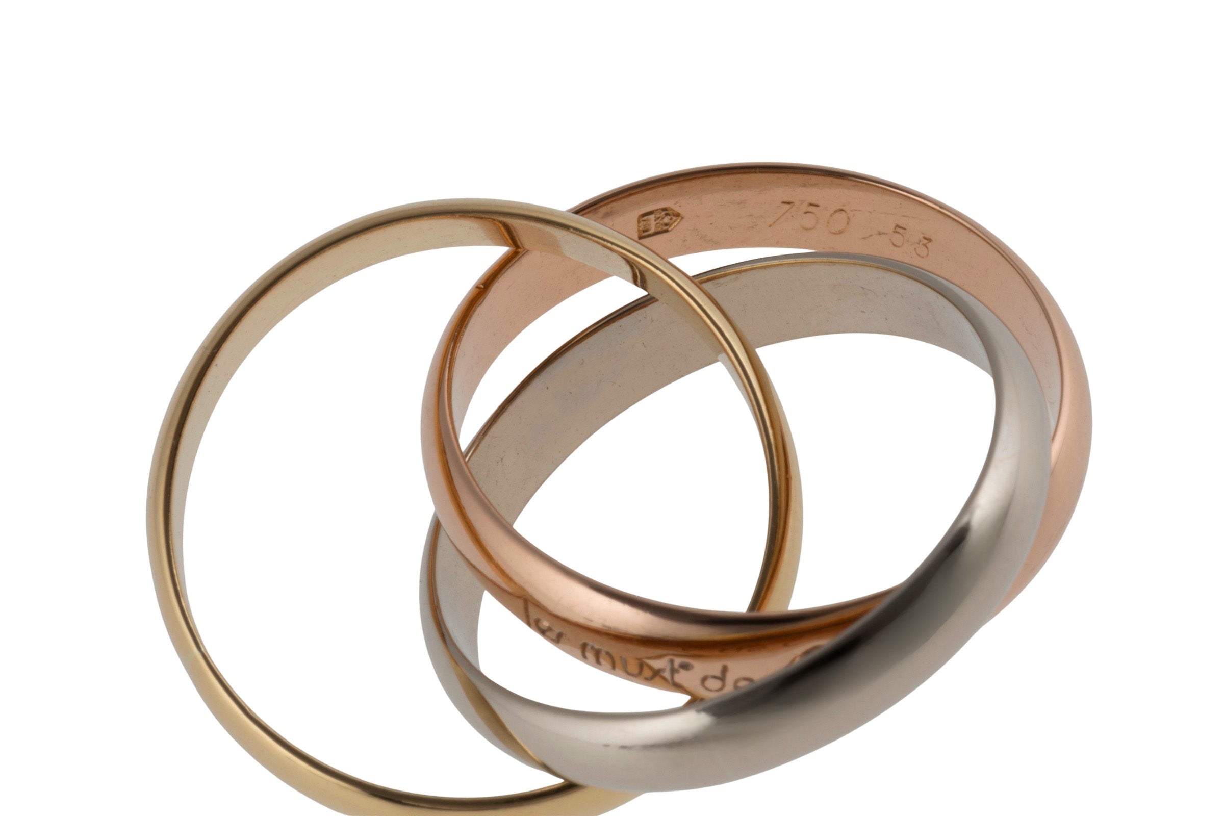Cartier Trinty Ring 18k white gold rose gold yellow gold size 53