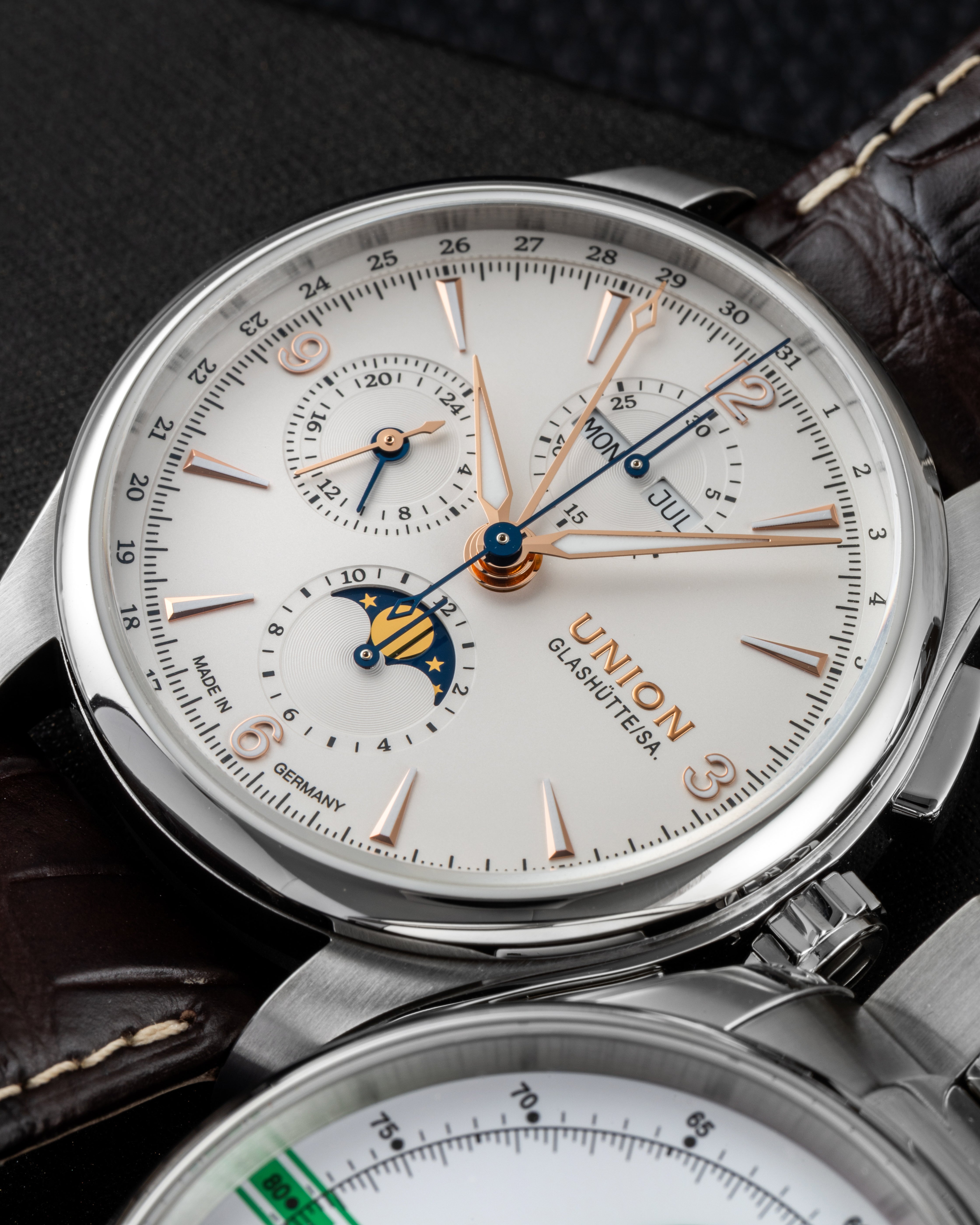 Union Glashuette Uhr mit Mondphasen Anzeige